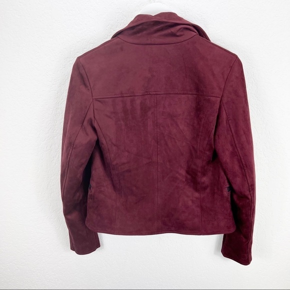 KUT Eveline Vegan Suede Moto Jacket Raisin Maroon Zip XS NWT - Picture 7 of 8